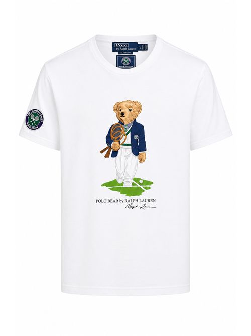T-shirt in cotone con stampa Polo Bear Wimbledon POLO RALPH LAUREN | 211B16032001